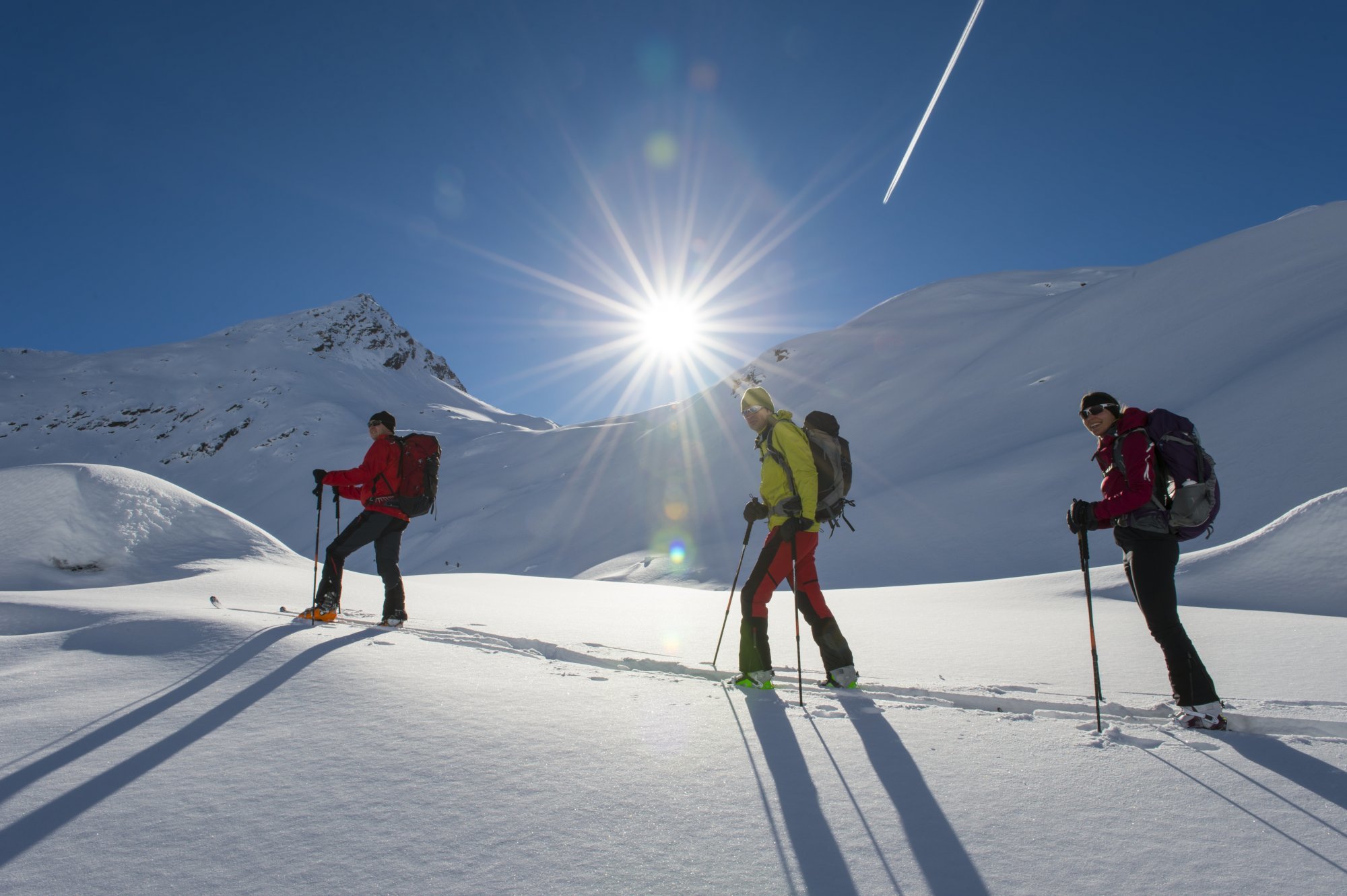 Group of skiers alpine touring in Summit County, Colorado
